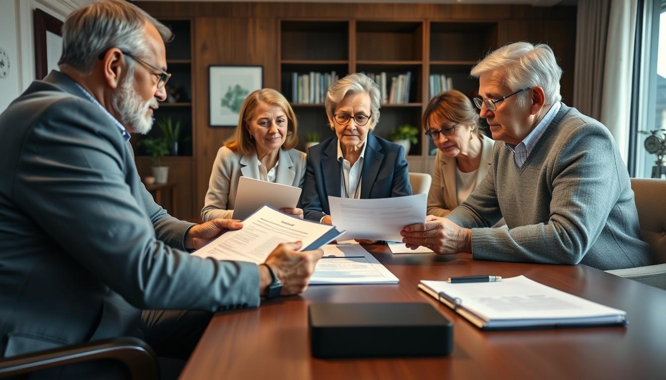 Family reviewing legal documents